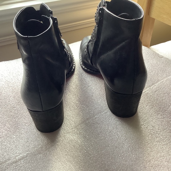 Paul Green Boots Soho Moto Silver Studded Black Leather Buckle Size 7 - Picture 6 of 7